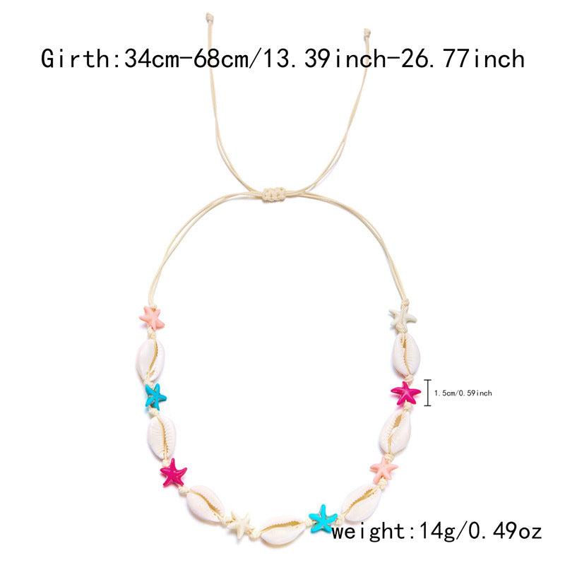 Wholesale Summer Bohemian Colorful Starfish Shell Braided Bracelet Necklace Set